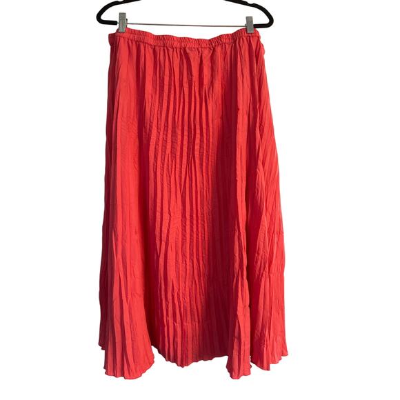 GUC TravelSmith Women's Pink Crinkly Midi Skirt Elastic Waist Size 2X - Picture 2 of 4